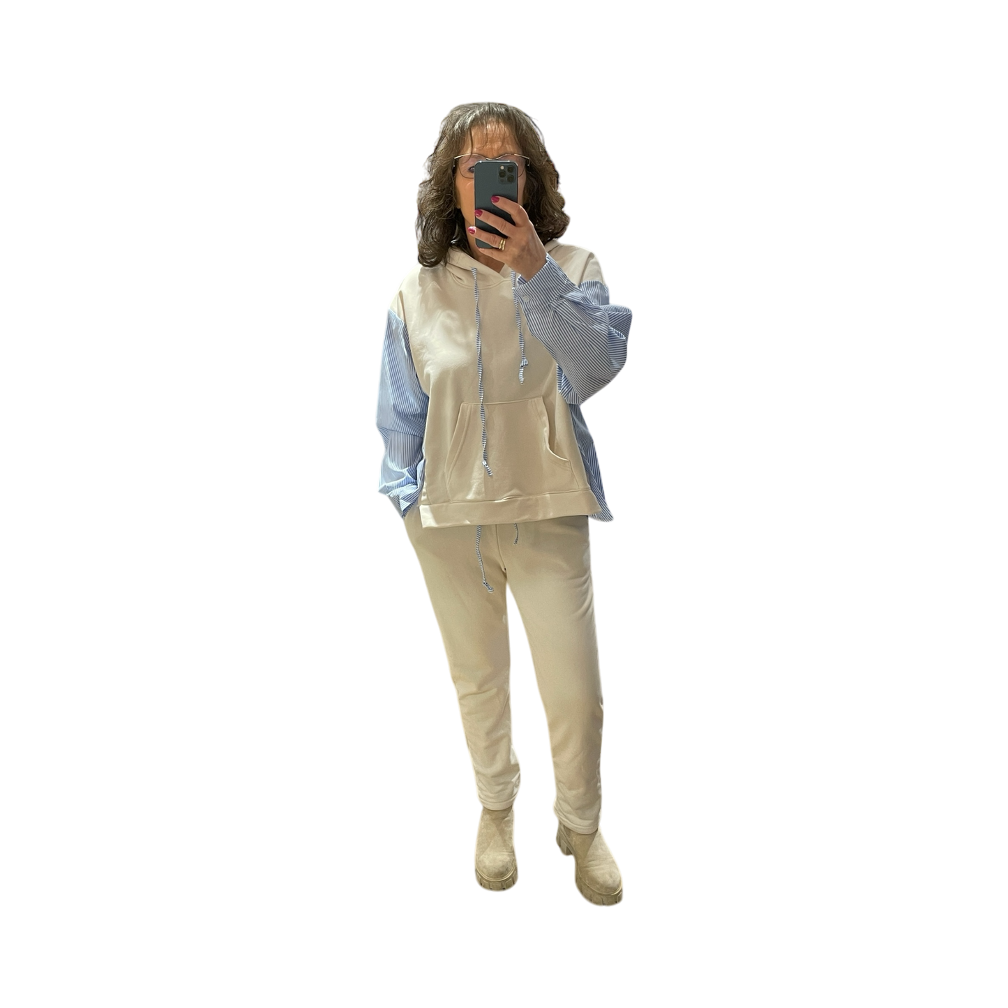FaS803 Jogpants mit farblich abgesetzten Taschen und Kordel