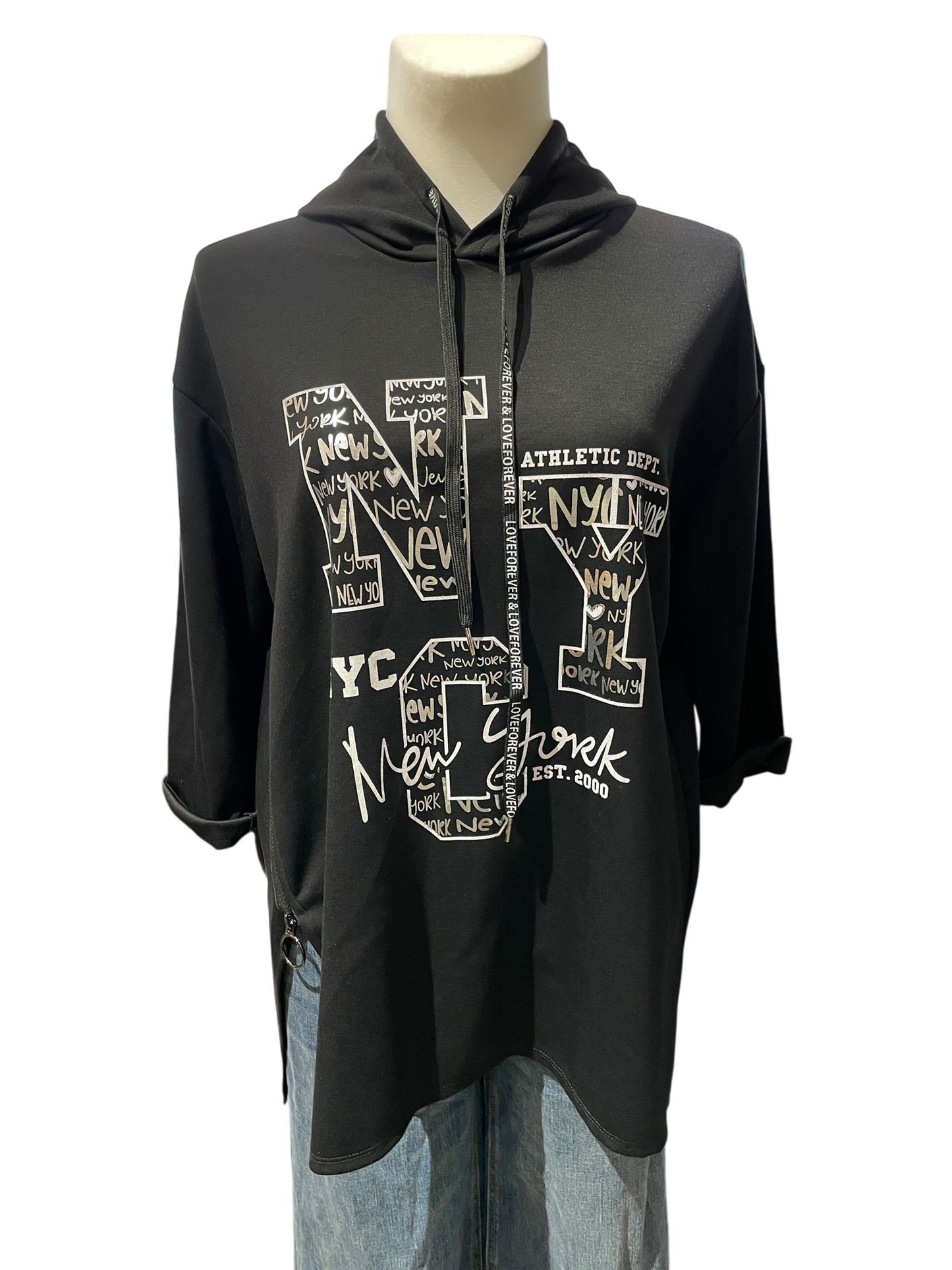 831 Hoody mit New York Glitzer Print