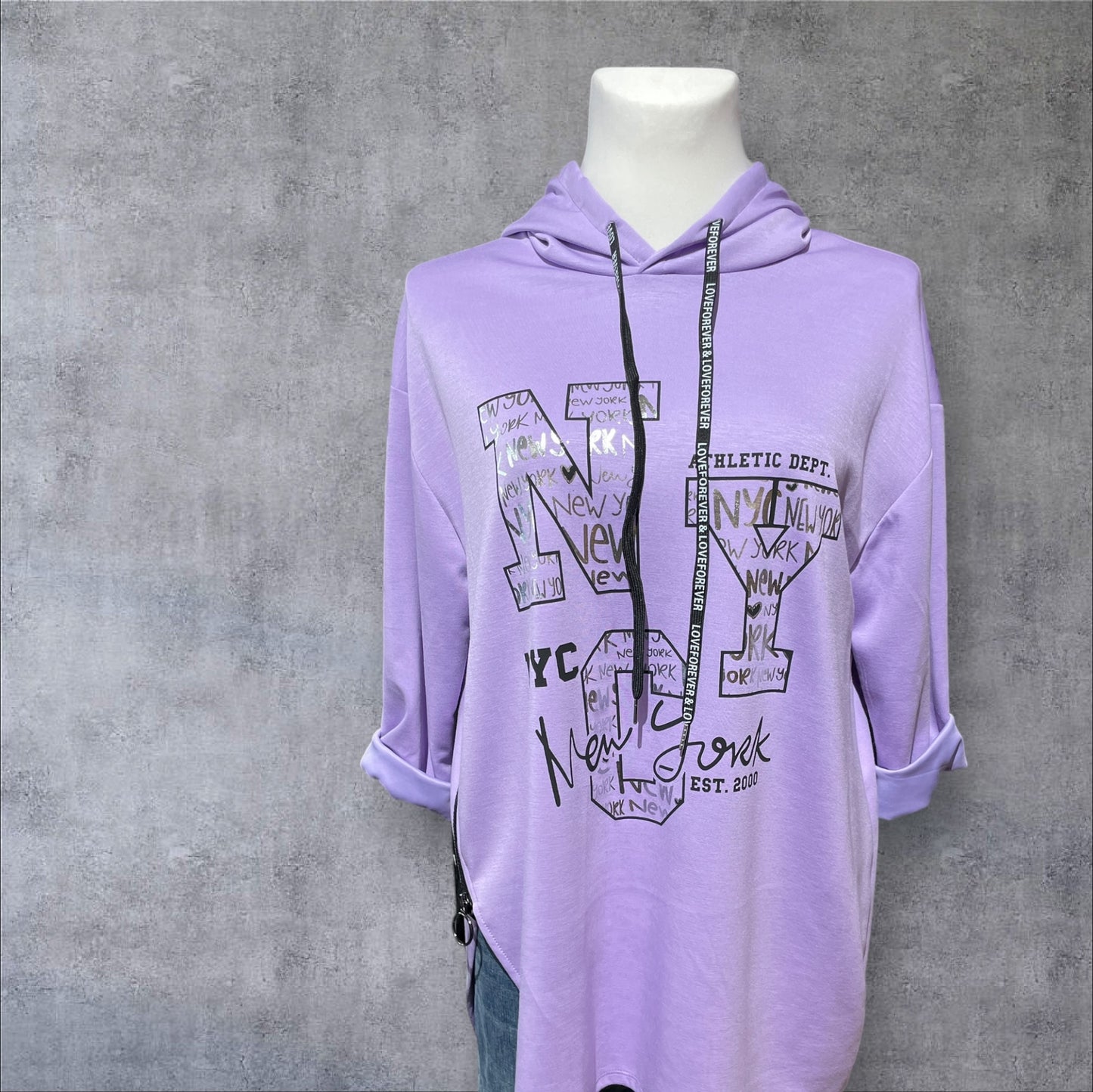 831 Hoody mit New York Glitzer Print