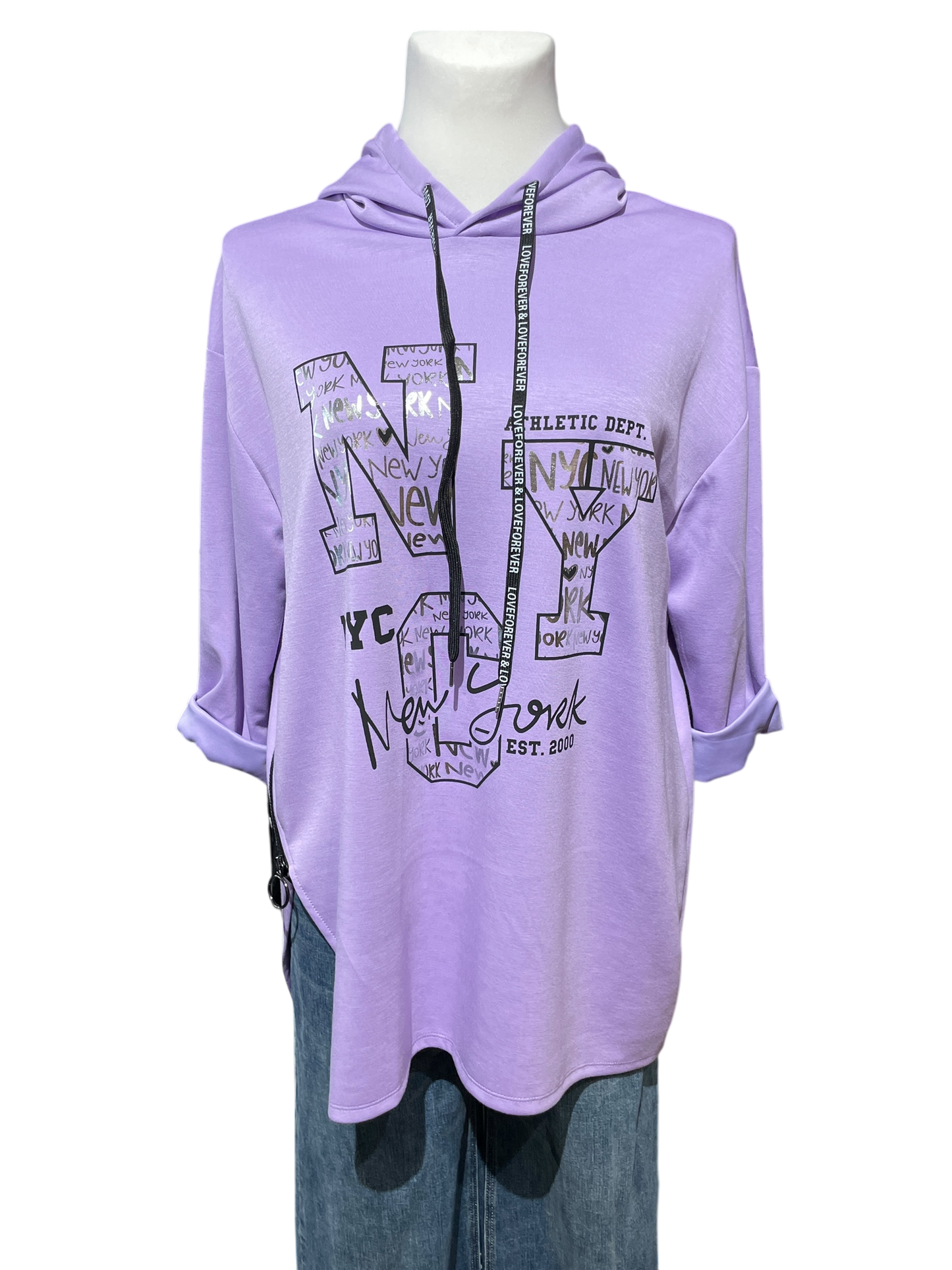 831 Hoody mit New York Glitzer Print