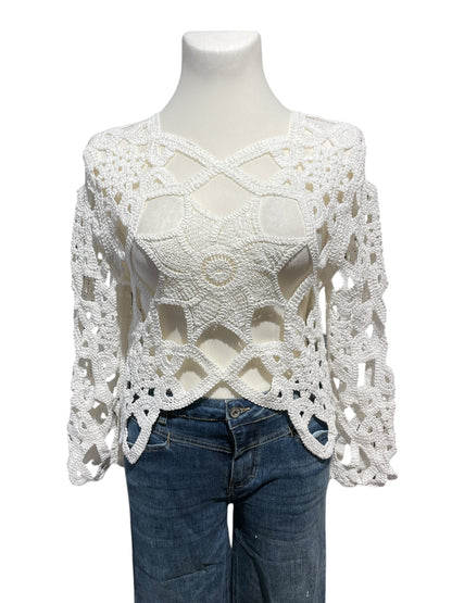 FaS804 kurzer Häkel Pullover