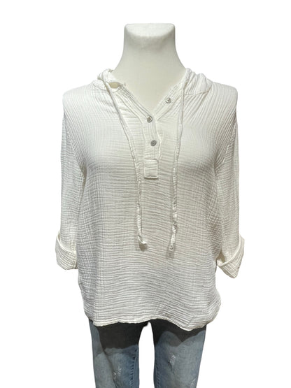 FaS761 Musselin Bluse mit Kapuze